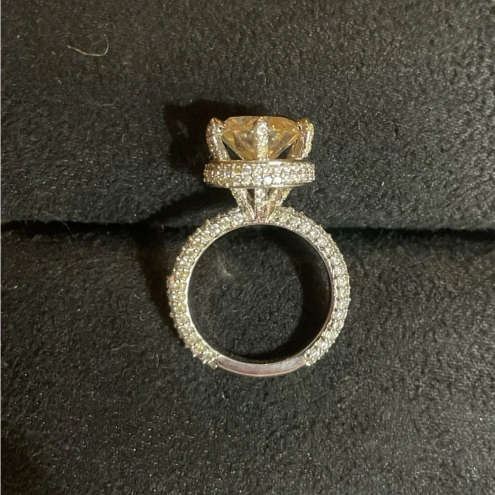 Oh My Gorgeous 6.34 CT Certified Round Brilliant Cut Moissanite Diamond Ring - Picture 9 of 11